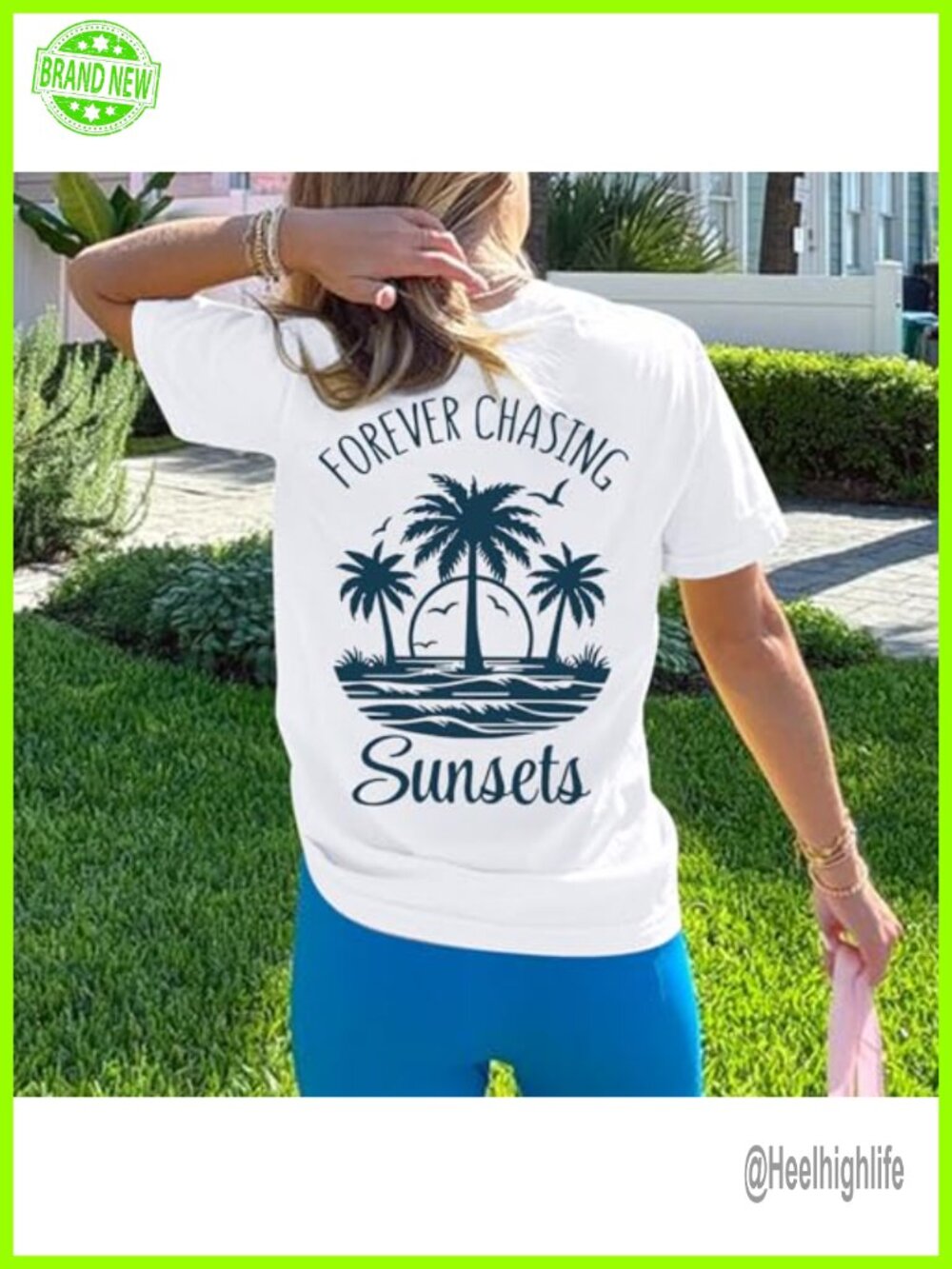 Forever Ch Sunsets T-Shirt Womens Hawaiian Beach Tropical Tee - Picture 2 of 6
